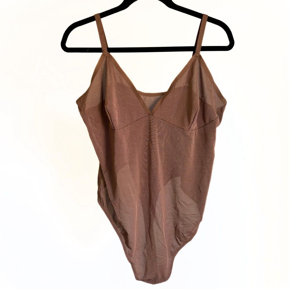 Skims Sheer Sculpt Thong Bodysuit - Jasper - 4x / Bodycon Mesh Shapewear